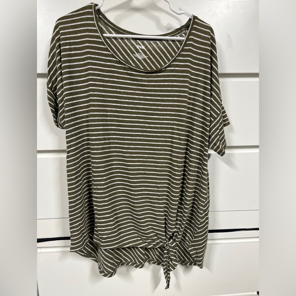 EVRI Olive Striped Women's Top